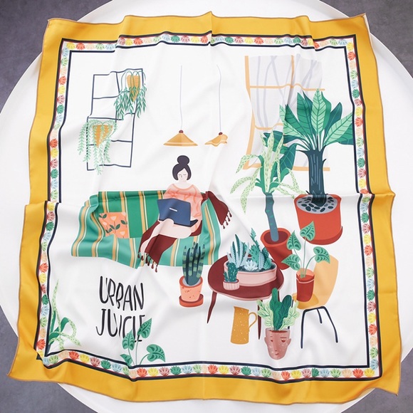 Lagom Studio Accessories - 💕LAST One Plants Girl Art Illustration scarf